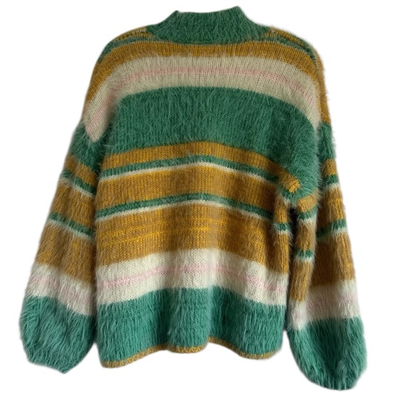 Kimchi Blue UO Fuzzy Striped Mock Neck Oversized Sweater Size XS - Picture 7 of 13